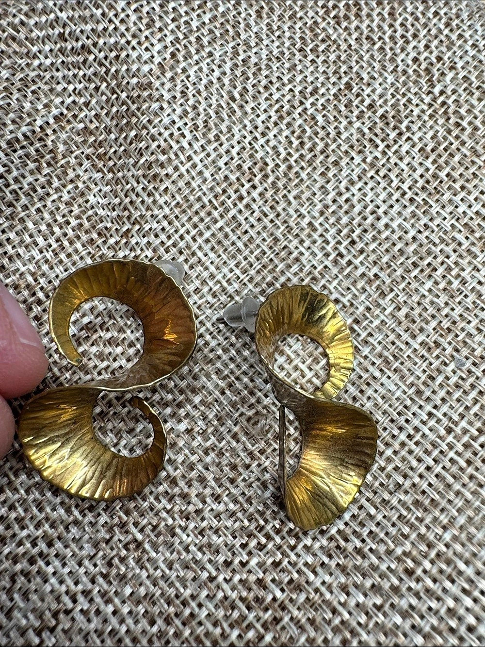 Pearce Brass BRASS Textured Drop Earrings